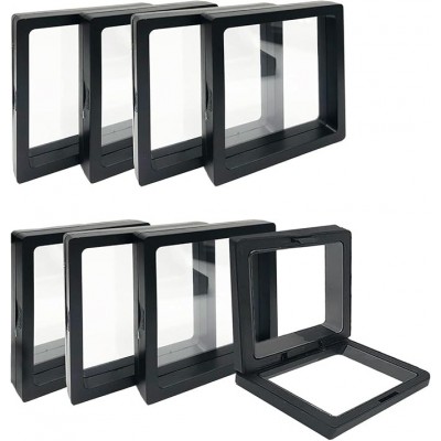 Cornice flottante nera 70×70 mm per fossili, minerali e oggetti da collezione